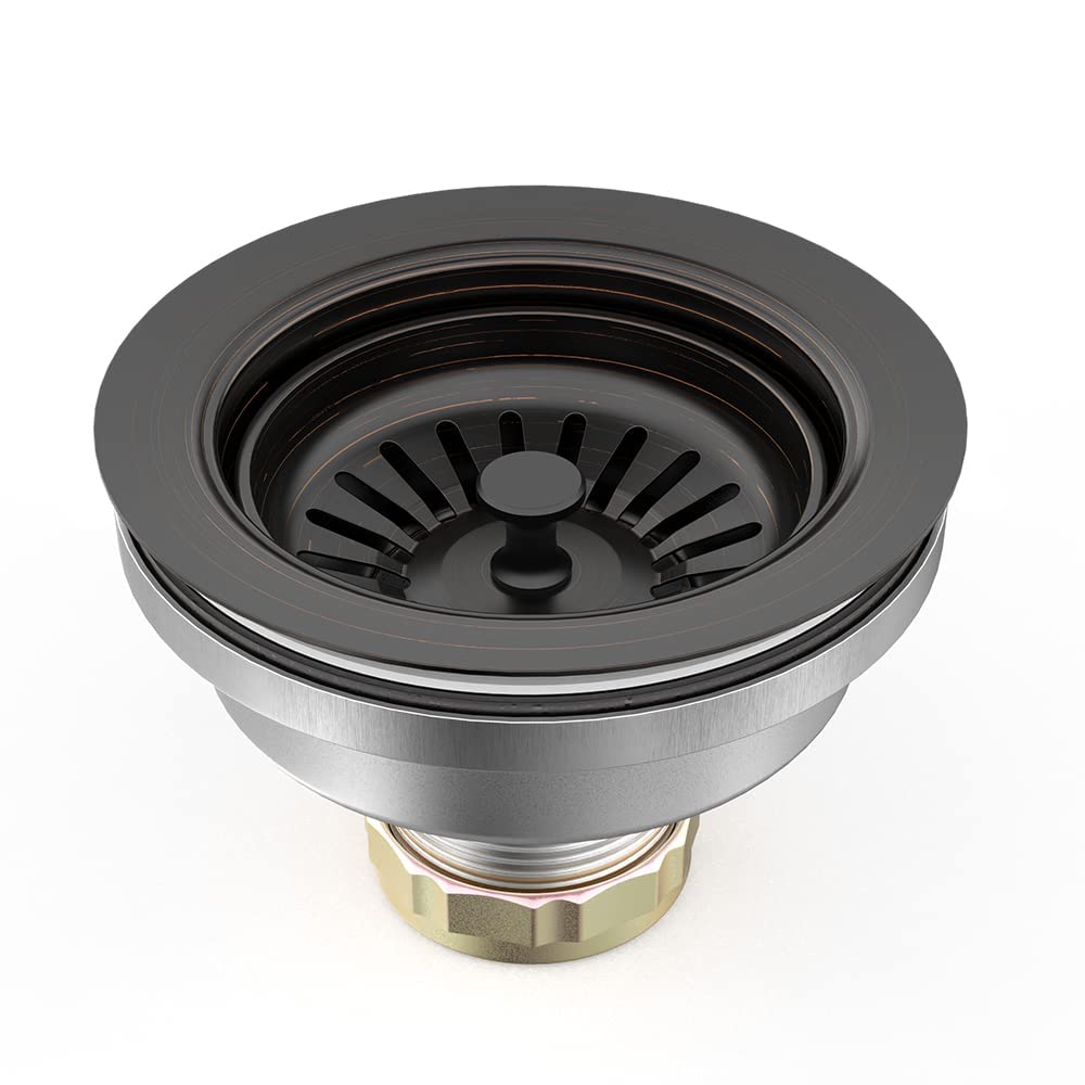 Botemy B9173 Kitchen Sink Drain Assembly 3-1/2 Inch With Removable Sink Strainer Basket/Stopper 304 Stainless Steel (Oil Rubber