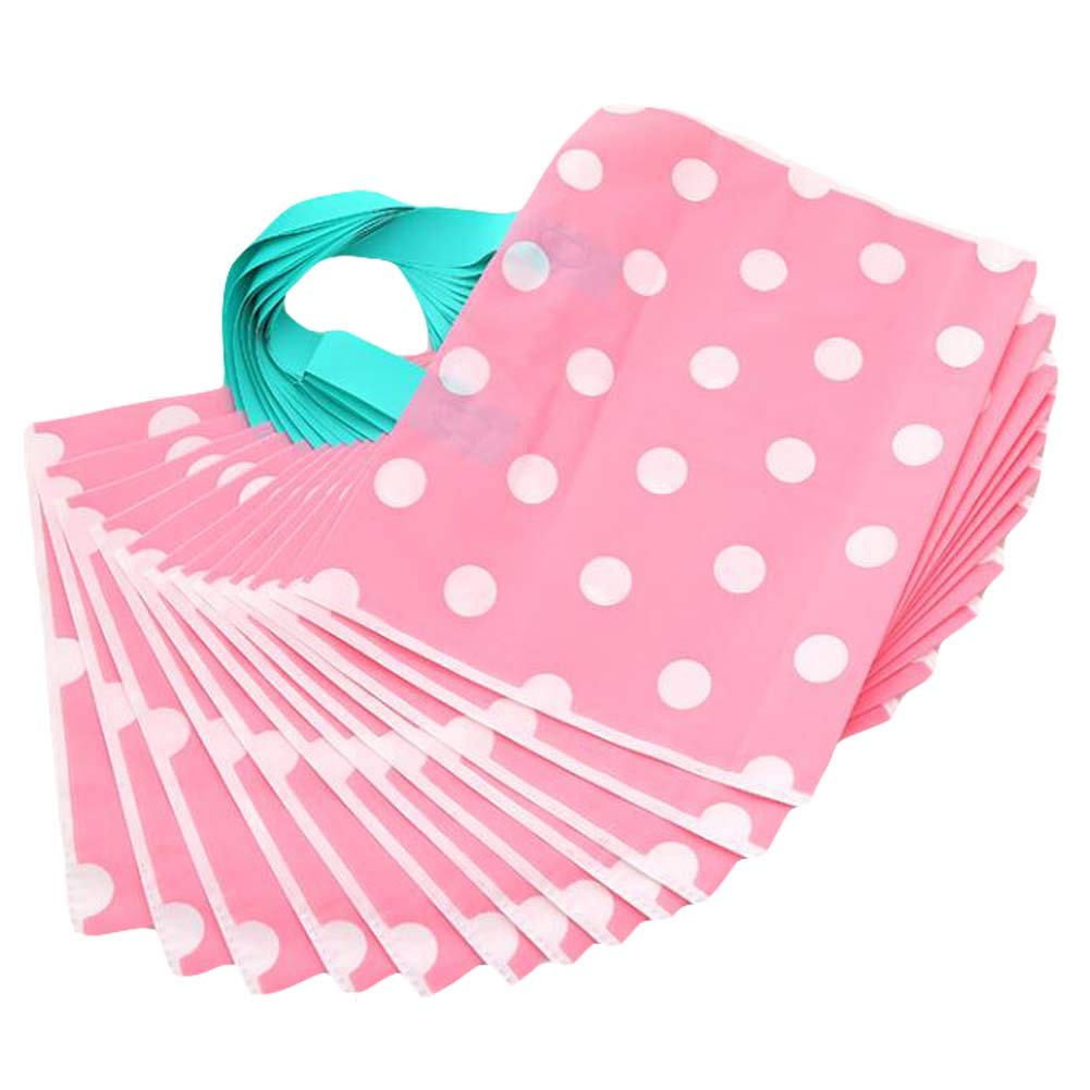 Panda Legends Pink Polka Dot  48 Pieces Plastic Shopping Bags Boutique Bags Retail Tote Bag