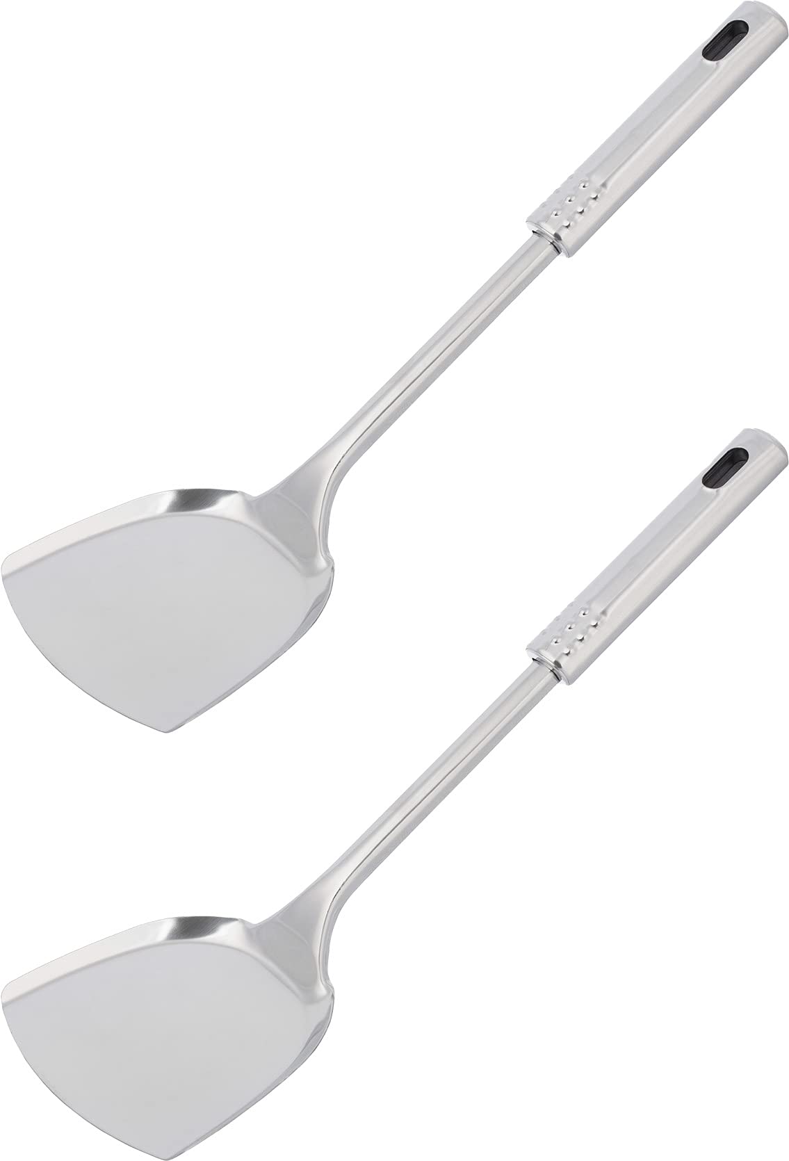 Metal Wok Spatula Turner - Pack Of 2 - Stainless Steel Cooking Spatulas - Commercial Pancake And Omelette Spatula