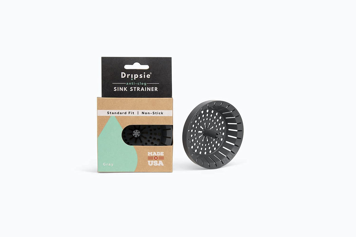 Dripsie Sink Strainer - Clog-Resistant And Flexible - Universal Kitchen Sink Drain Strainer - Made In The Usa (1-Pack Gray)