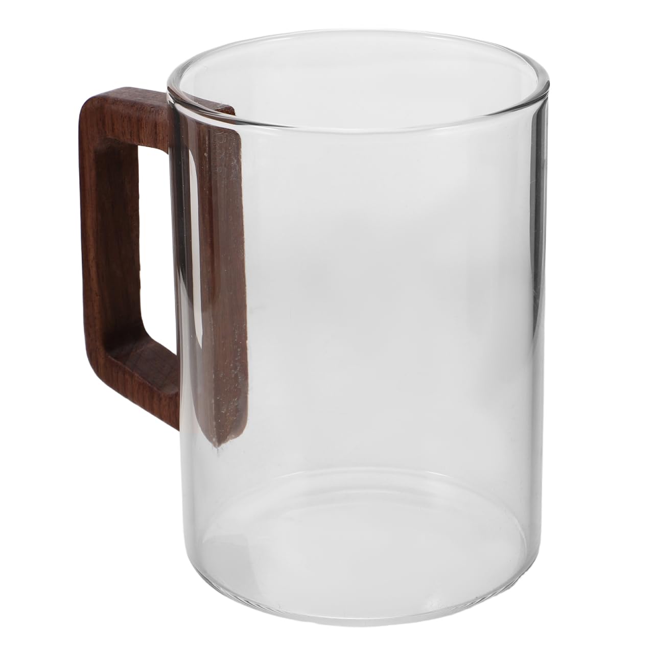 BESTYASH Clear Glass Tea Mug with Wooden Handle 4.52X4.21X3.14In Coffee Glass Mug for Espresso Latte Hot Drinks at Home Kitchen