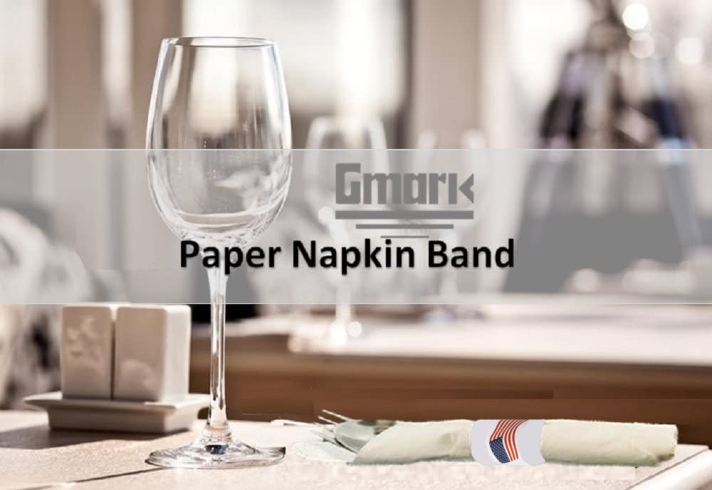 Gmark Paper Napkin Band Box Of 500, Paper Napkin Rings Self Adhesive (Us Flag) Gm1109A