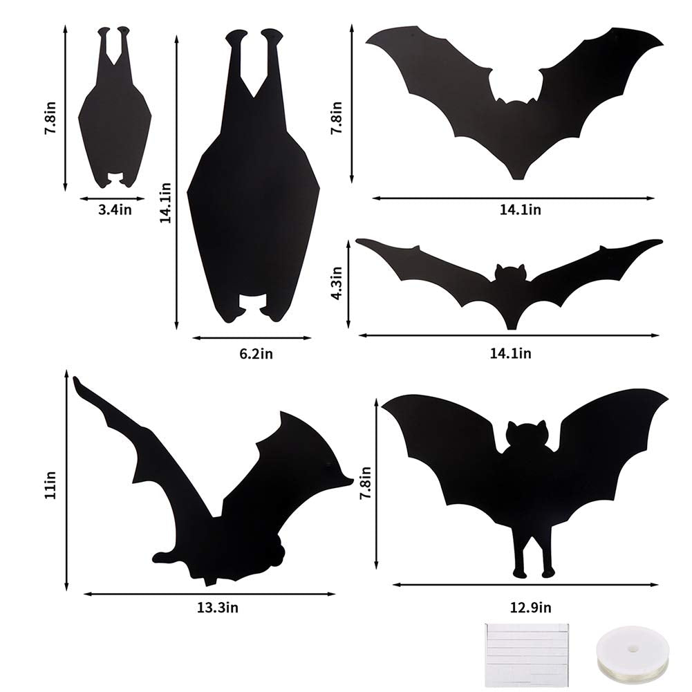 Ccinee Halloween Bat Decoration,Large Hanging Bat Wall Decal Window Door Entryway Sticker For Party Favor Supply,24Pcs