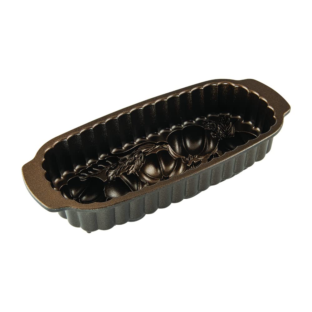 Nordic Ware 93448 Wheat & Pumpkin Cast Loaf Pan, 6 Cup Capacity, Bronze