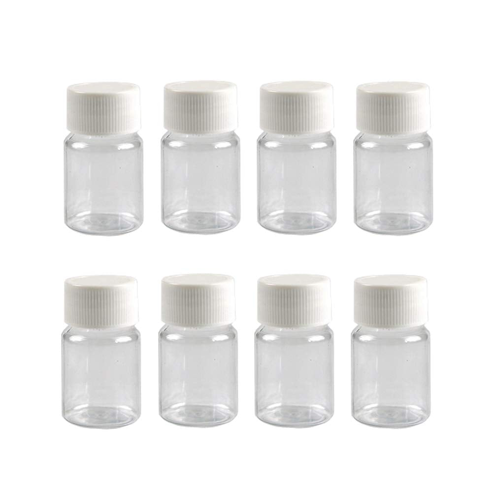 12 Pcs 15 Ml 0.5 Oz Plastic Clear Bottles Empty Container With White Screw Cap Solid Powder Case Refillable Storage Holder Sampl