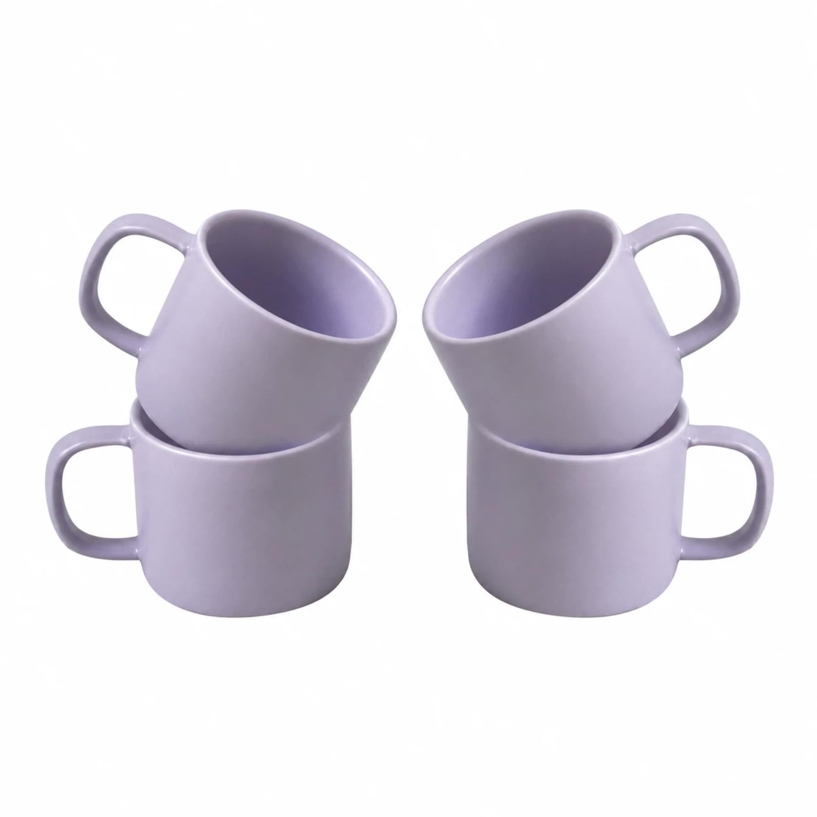 MANSWIN Purple Coffee Mugs Set of 4, 11 oz Matte Ceramic Cups With Handles