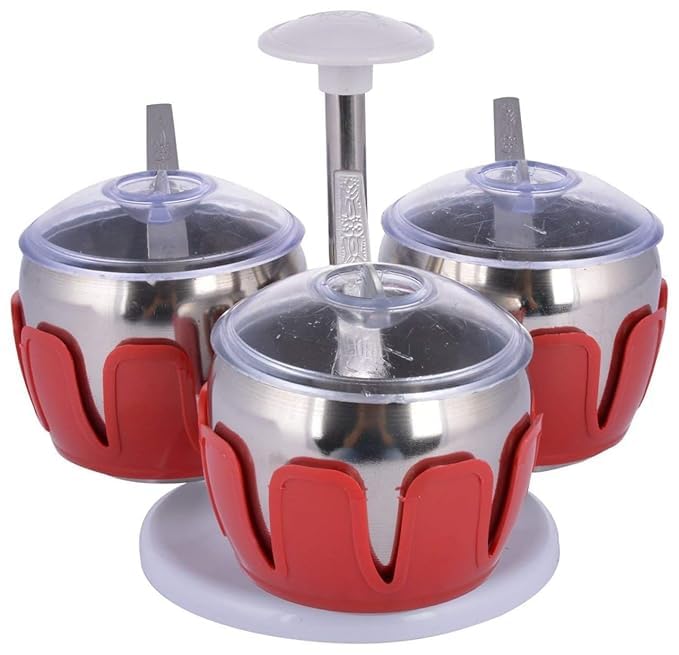 Shrux Stainless Steel Multipurpose Ghee Pot, Pickle Container | Spice Jar Condiment With Lid And Spoon For Sugar Salt Chili Oil 