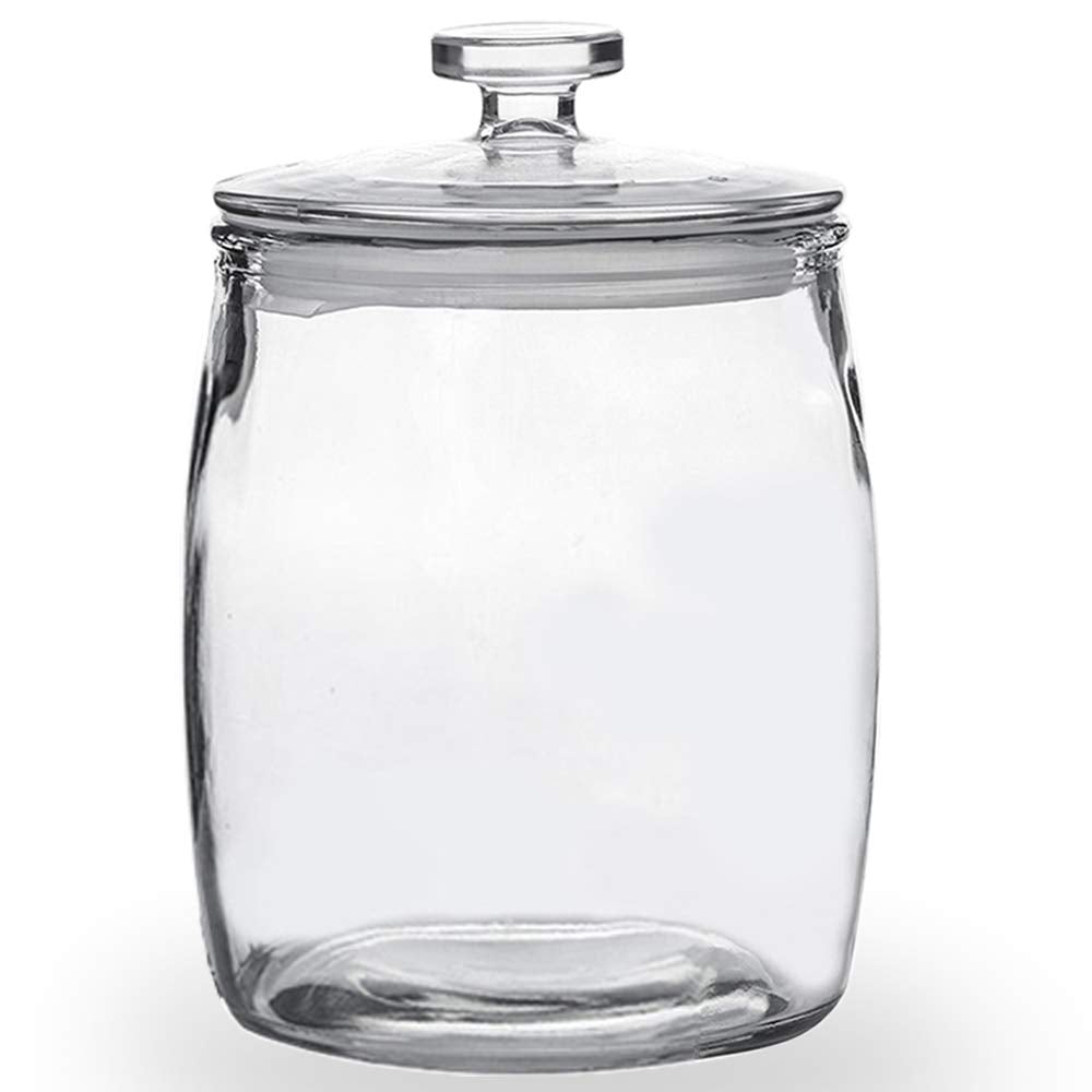 Folinstall Wide Mouth Apothecary Jar With Lid, 0.5 Gallon Glass Jar For Kitchen Storage And Laundry Room Organization, 72 Oz Cle