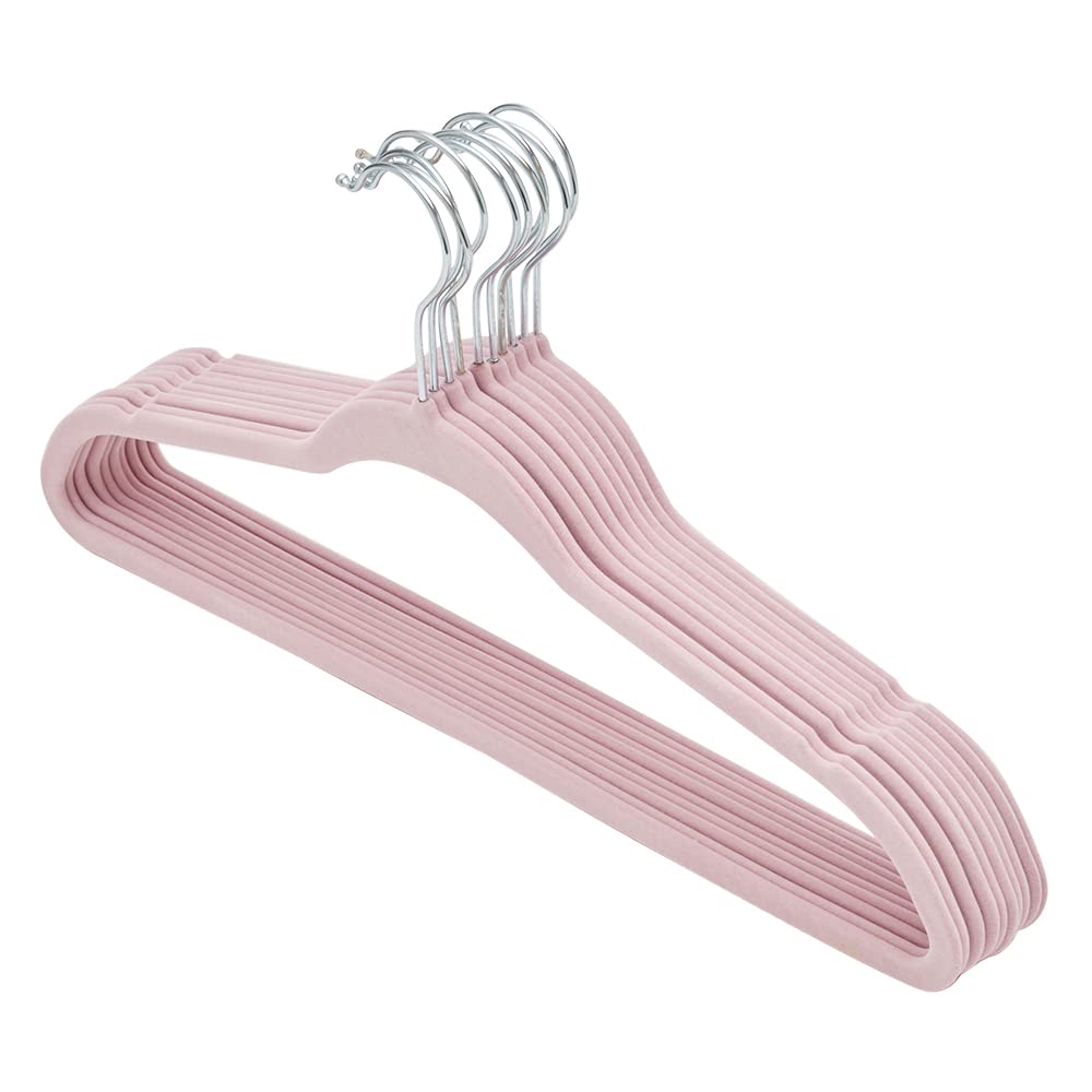 Sunbeam Velvet Slim 10 Piece Hangers, Pink