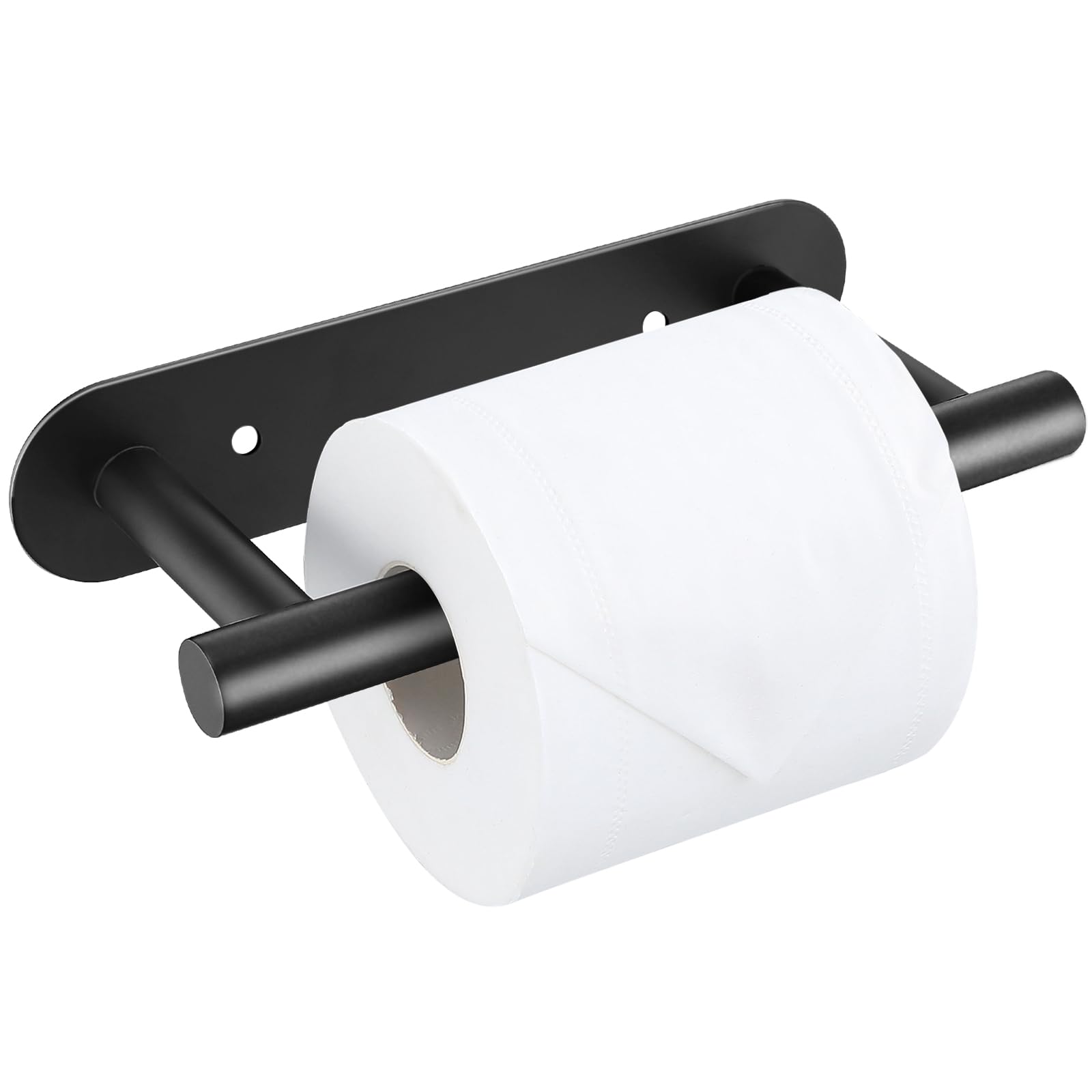 Matte Black Toilet Paper Holder, Upgraded Sus304 Stainless Steel Toilet Roll Holder, Modern Double Base Paper Towel Holder Wall