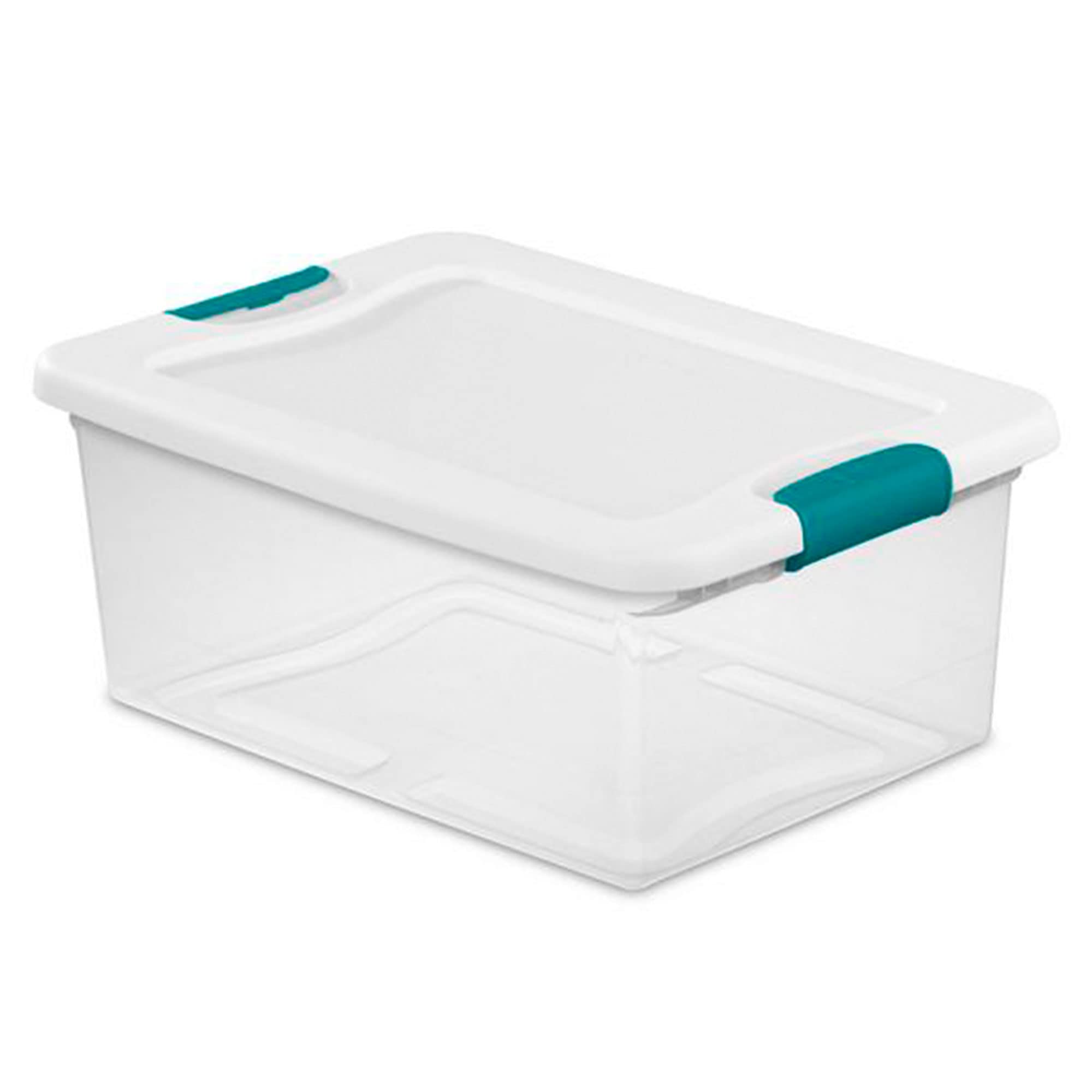 Sterilite+14948012+15+Quart+White%2Fclear+Plastic+Storage+Box+With+Blue+Aquarium+Latches