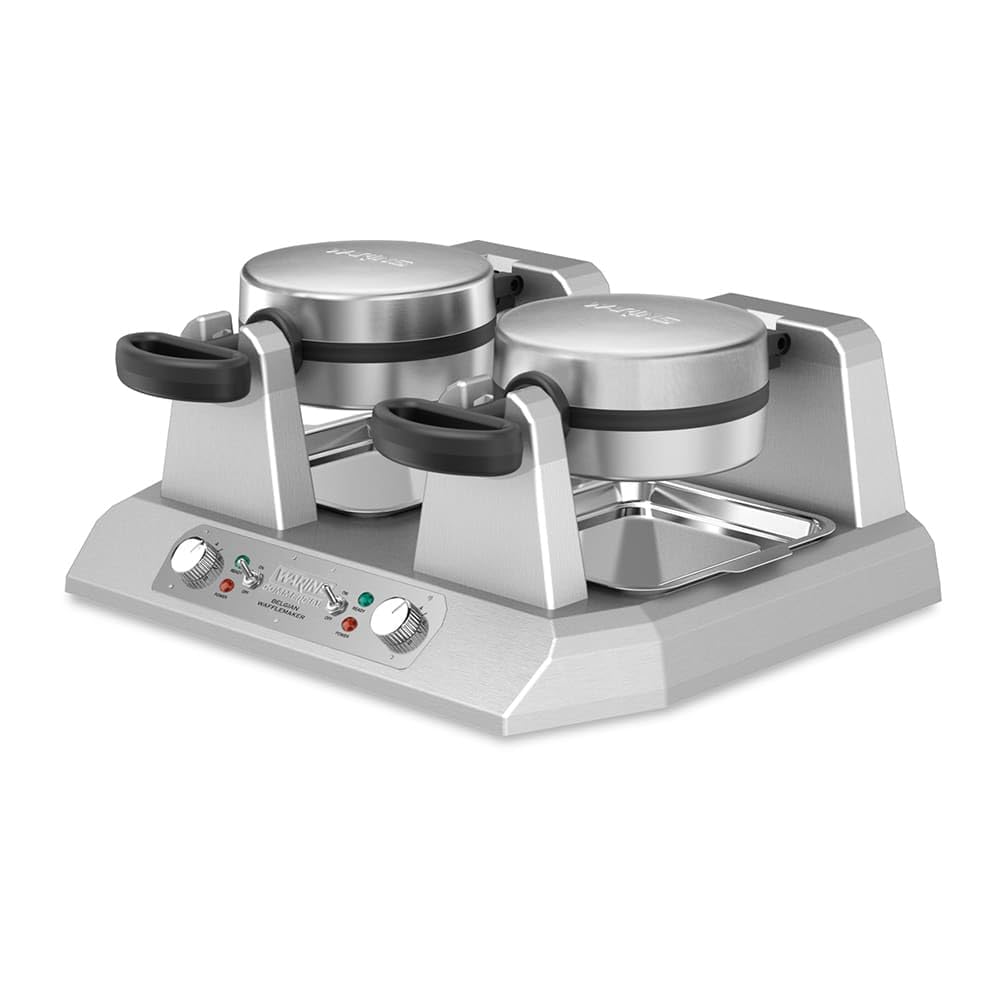 Waring Commercial WW250X Double Side by Side Belgian Waffle Maker, Coated Non Stick Cooking Plates, Produces 50 Waffles Per Hour