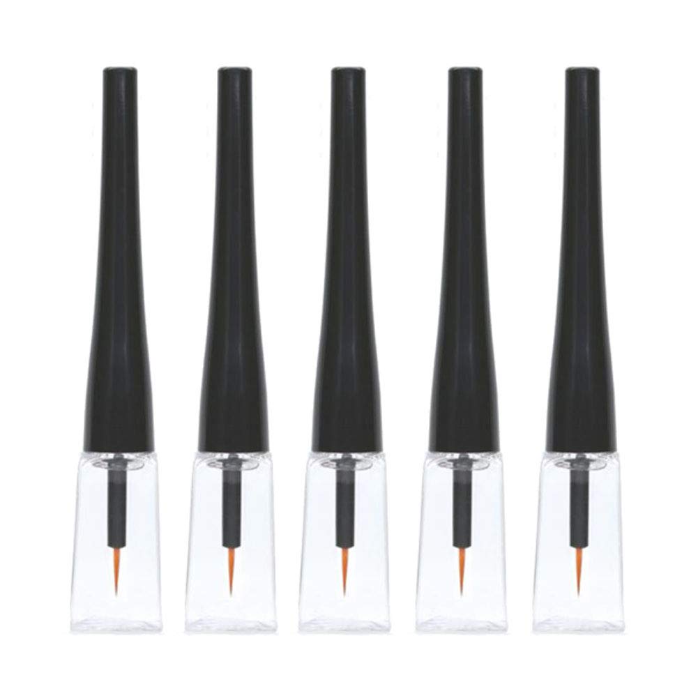 Xumin 5Pcs 5Ml/0.17Oz Empty Black Plastic Eyeliner Tubes Bottle Vials Dispenser Sample Packing Storage Container With Inserts Pl