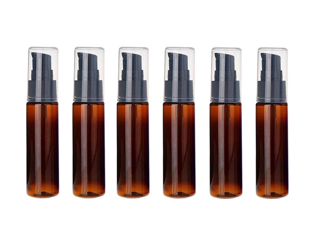 6Pcs 30Ml/1Oz Empty Refillable Plastic Lotion Pump Bottles Portable Cosmetic Makeup Sample Storage Container Vial Pot For Shower