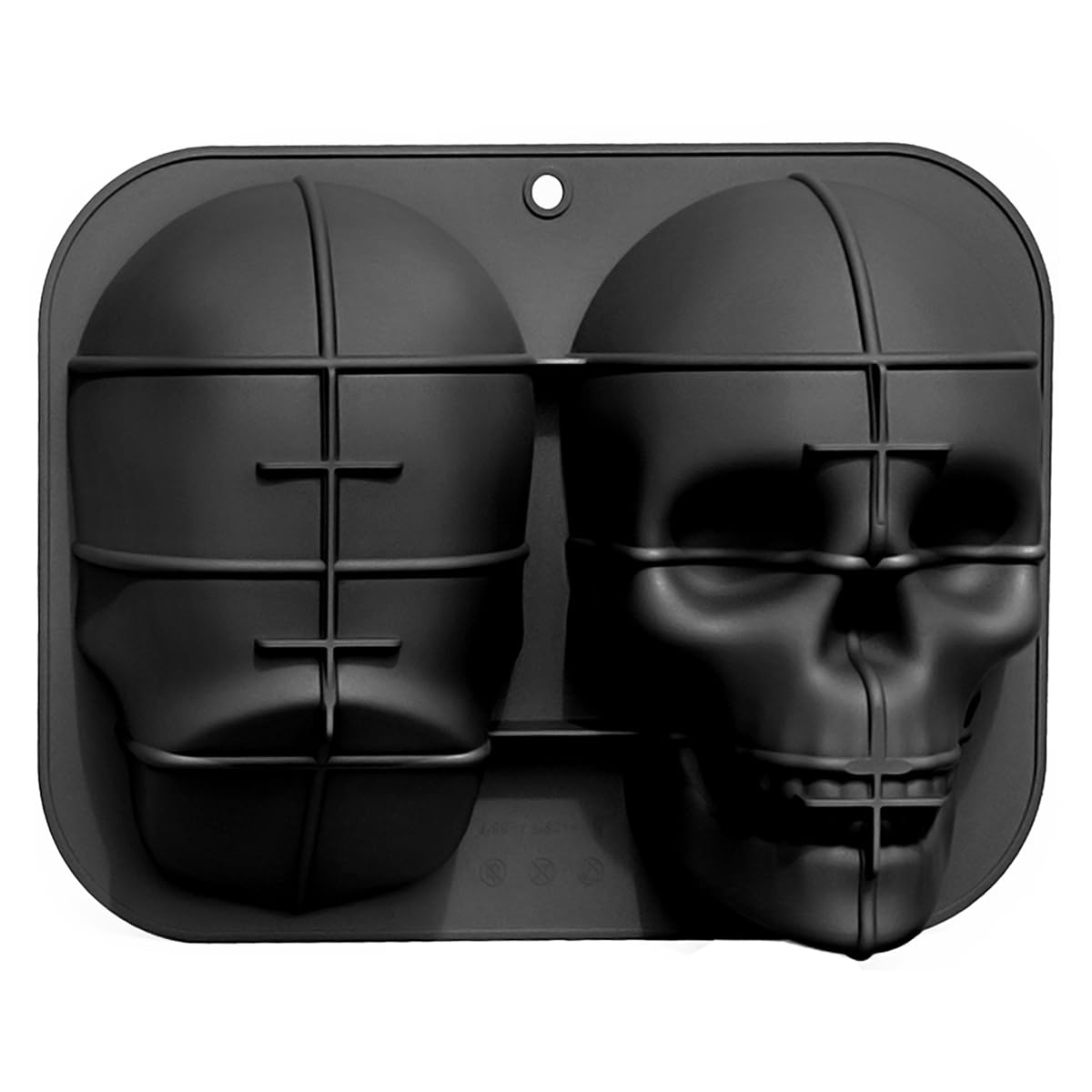 Tznponr 3D Skull Baking Cake Mold For Halloween,Food Grade Silicone Diy Large Skull Cake Pan,Halloween Decor Birthday Part(Black