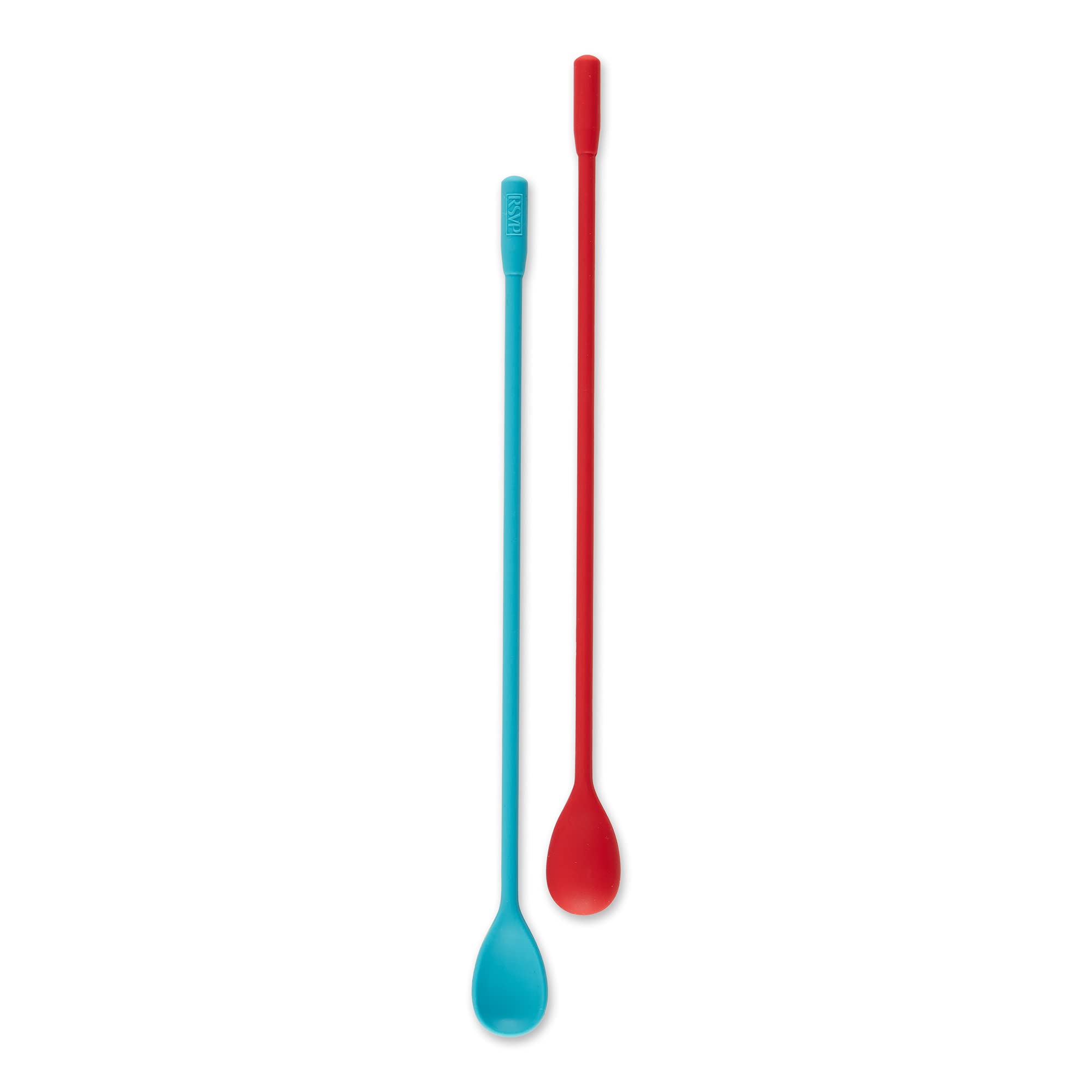 RSVP International Silicone Stir Spoons, 10 inch, Multi-Color | BPA-Free | Prefect for Stirring Drinks & Getting to the Bottom o