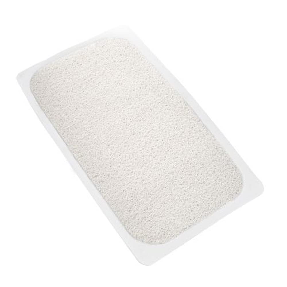 Popular Bath 29.5 In. W X 17.25 In. L Loofa Bath Carpet 6 Suction Cups In White