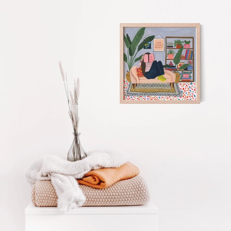 The Spring Palette | Make Yourself A Priority - Modern Wall Painting | Self Love Theme | Modern Art Painting For Living Room Bed