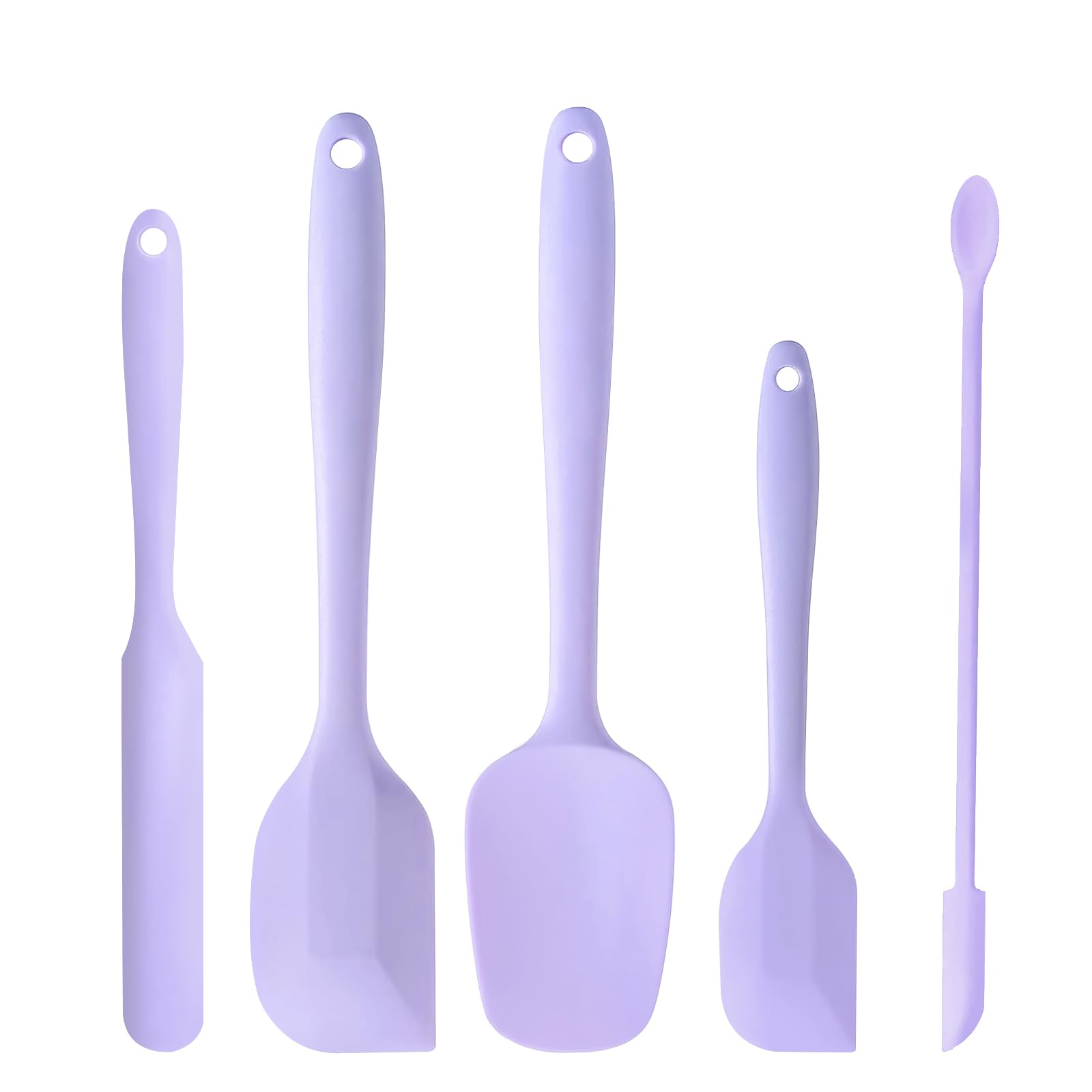 Dufeimoy 5 Piece Purple Silicone Spatula Set, Heat Resistant Rubber Spatulas Set, Silicone Kitchen Utensils Set Dishwasher Safe 