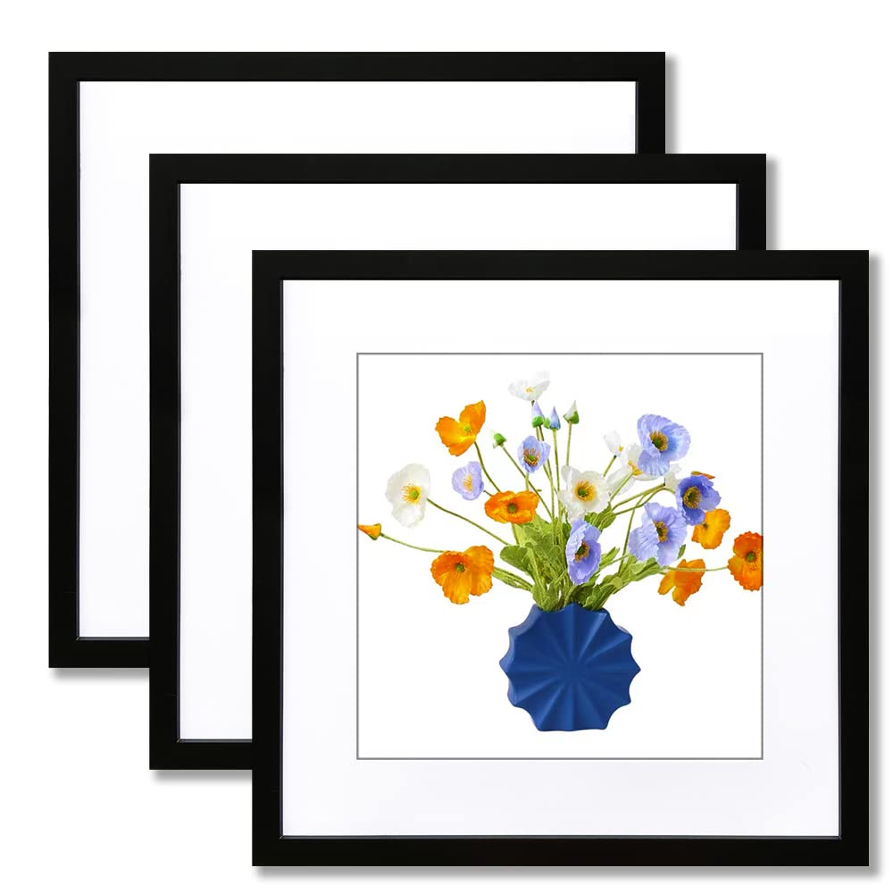 THREELOVE 22x22 Frame Black, Display Picture 18x18 with mat or 22x22 Without mat, Photo Poster Picture Frame Wall Mounting Home 
