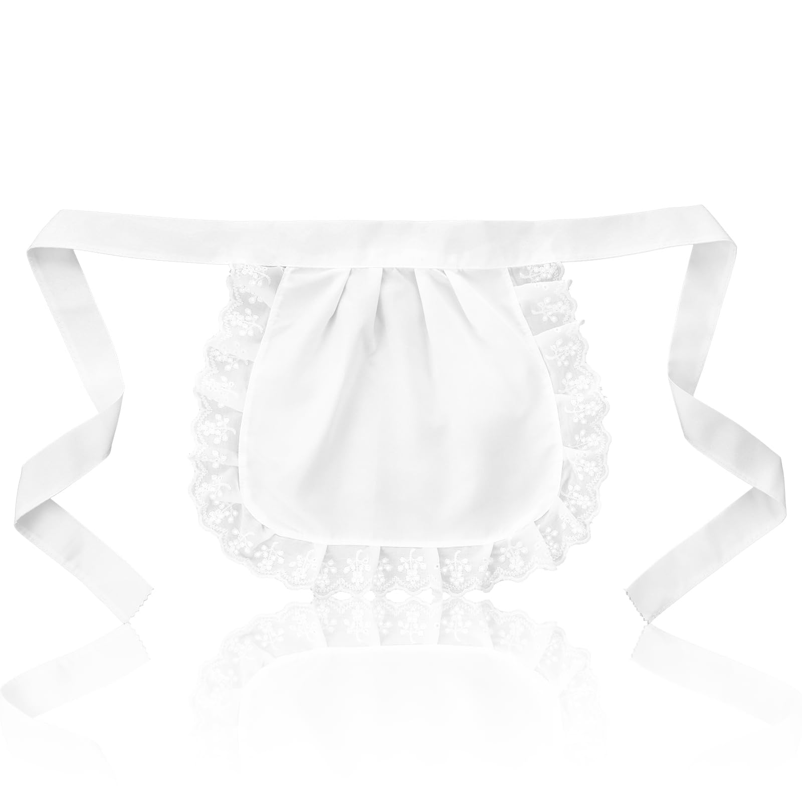 Matwsec Maid Apron White Waist Apron With Ruffle For Kitchen Cleaning Ruffles Half Aprons With Lace Trim For Party Cosplay Maid