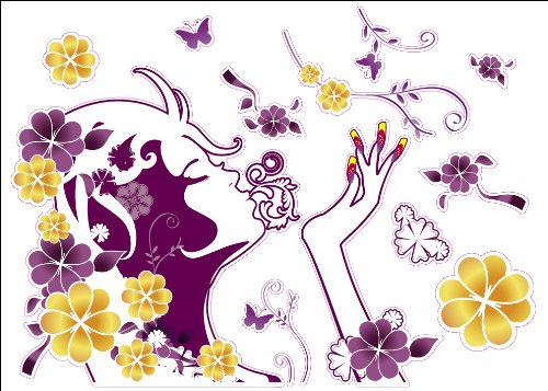 Nail Design With Flowers Artwork Room Decor Wall Sticker Decal **15''W X 23''H** (1 Piece)