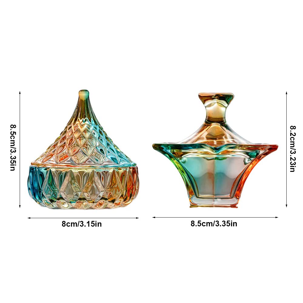 Zuoluo 2Pack Crystal Glass Nail Cup For Liquid And Powder With Lids Colorful Nail Holder Small Nail Jars Rainbow Nail Dish Dappe