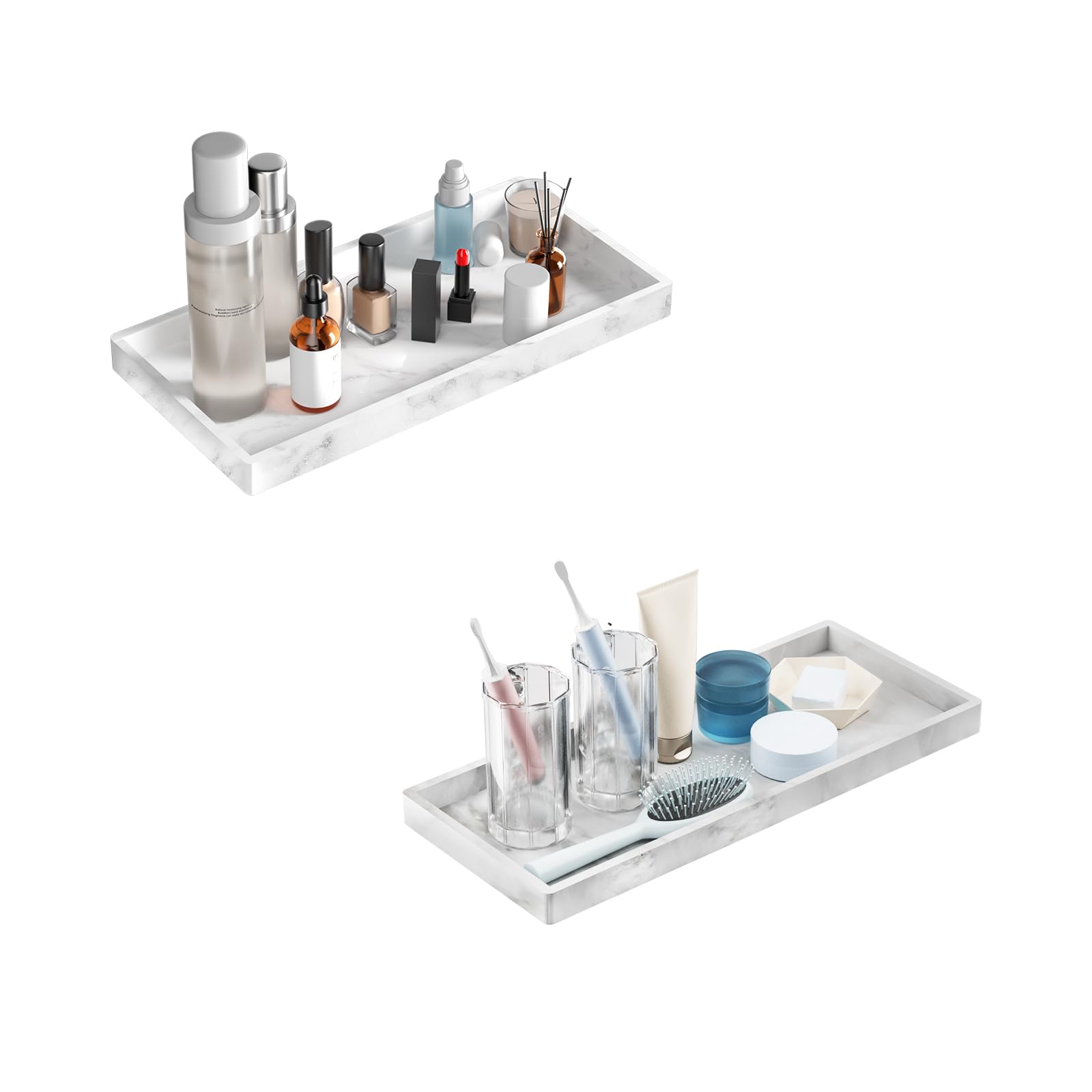BBK Bathroom Vanity Tray 7.8 in - 2 Pack(Small) Silicone Bathroom Tray for Counter, Perfume Key Trinket Ring Tray, Decor Soap Di