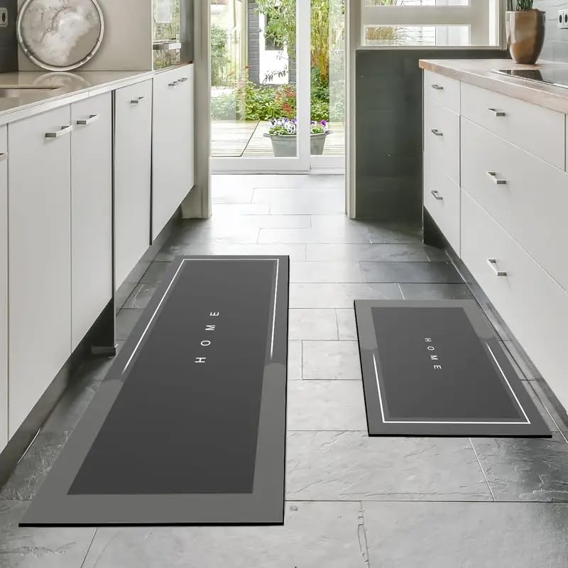 Deoxys Kitchen Rug Set 2 Piece Non Slip Kitchen Mat, Kitchen Utensils Mats Rugs Washable Hallway Runner Set, Dining Room, Entryw