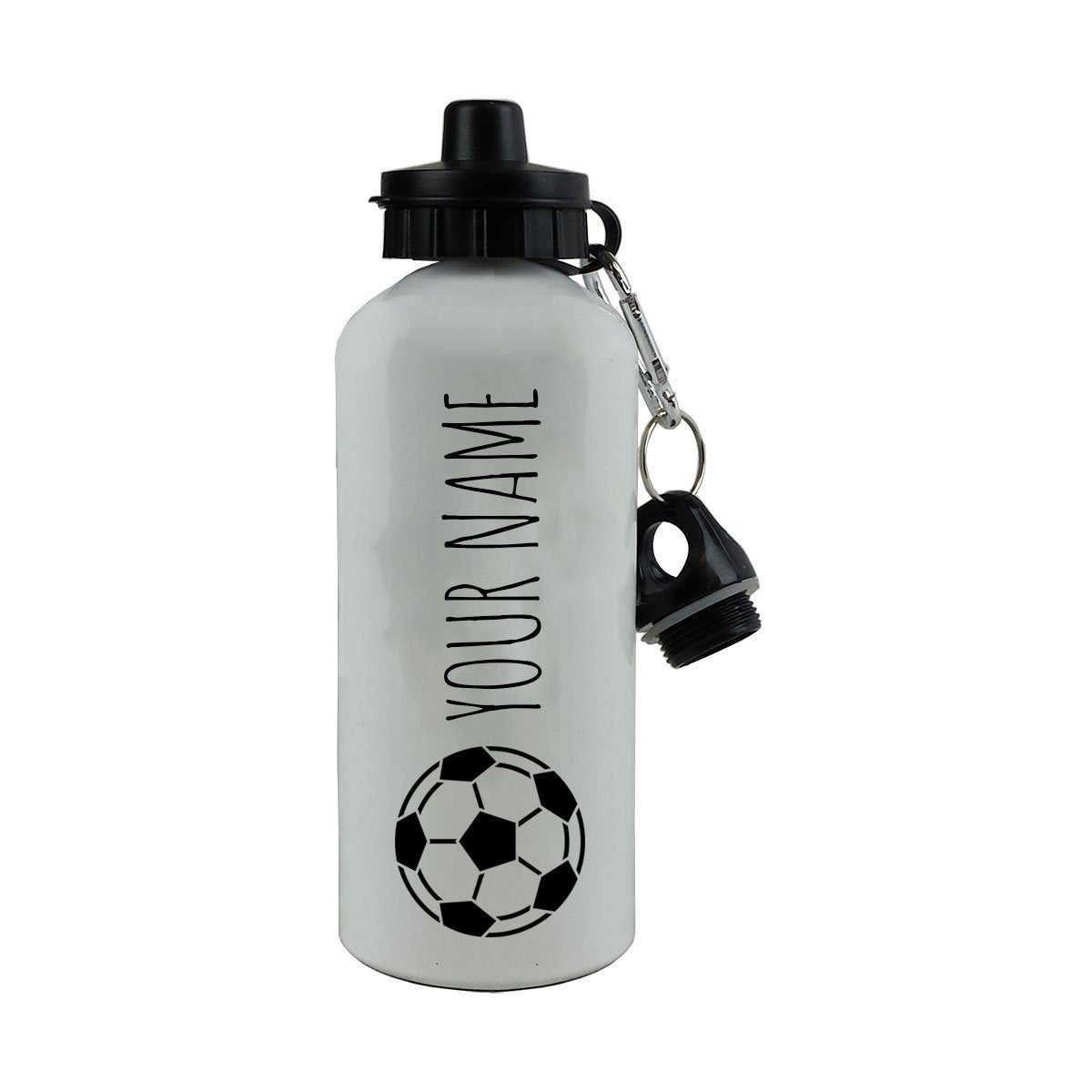 CustomGiftsNow Personalized Custom Soccer Ball Design with Name Aluminum White Finish 20 Ounce Sport Water Bottle Customizable, 