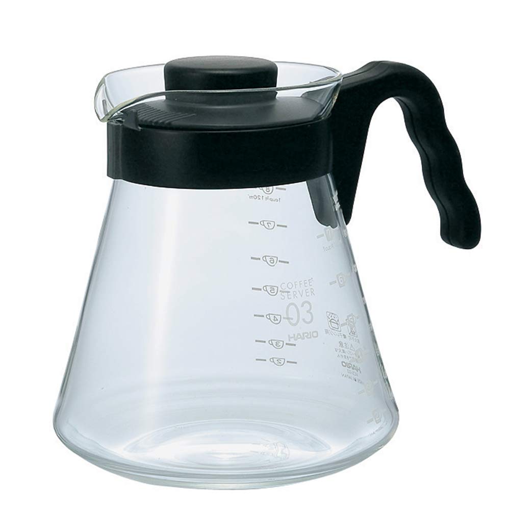 Hario V60 Glass Coffee Server Pour Over Carafe Microwave Safe 1000Ml, Black