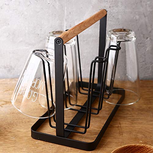 Ginoya Brothers Table Top Wooden Mug Holder Kitchen Stand Organizer For Drinkware Drying Rack With 6 Hook, Pack Of 1