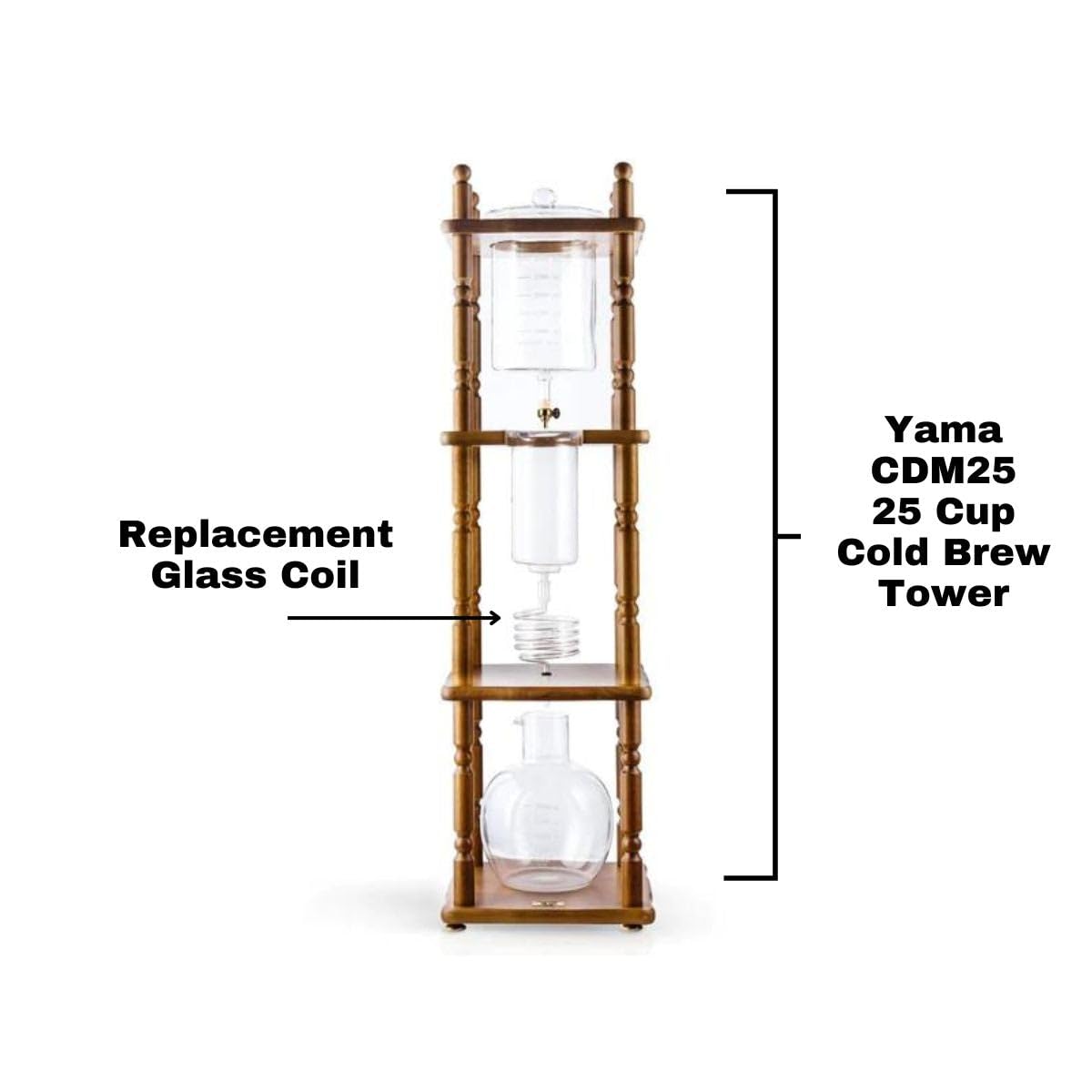 Yama Glass CDM25 Replacement Coil - 25 Cup Borosilicate Glass, Heat-Resistant, Dishwasher Safe