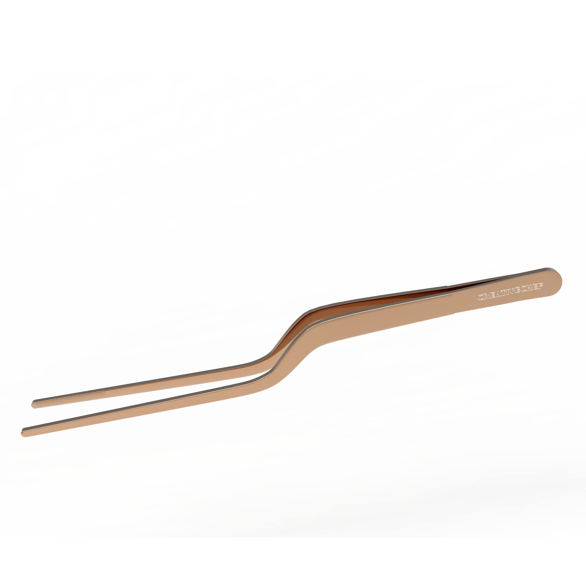 Creativechef 8 Inch Curved Stainless Steel Precision Kitchen Cooking Multi-Function Tweezers Culinary Offset Tweezer Tongs (Curv