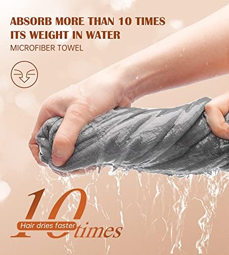 POPCHOSE Microfiber Hair Towel Wrap, Fast Drying Hair Turban, Soft Ultra Absorbent, No Frizz Hair Wrap Towels for Women Wet Hair