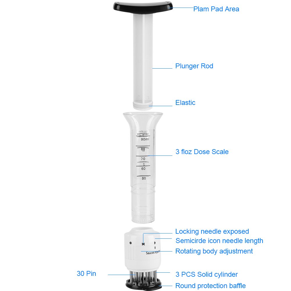 Meat Tenderizer Needle And Meat Injector, Meat Tenderizer Needle Injector Marinade Steaks Flavor Syringe Cook Kitchen Tool