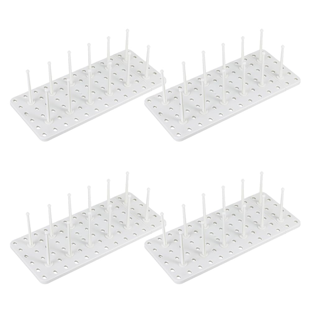 NBEADS 4 Sets Pegboard Dish Drying Rack, Countertop Cabinet Organizer Wooden Peg Board Drawer Shelf Adjustable Peg System for Di