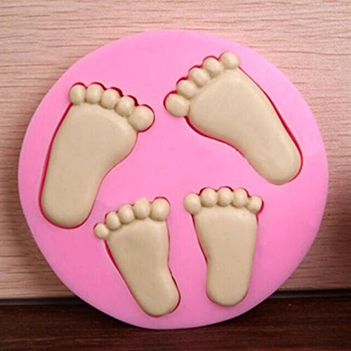 2Pcs Pretty Baby Feet Silicone Molds For Christening Baby Shower Fondant Candy Making Chocolate Baby Foot Print Mold Desserts Ic