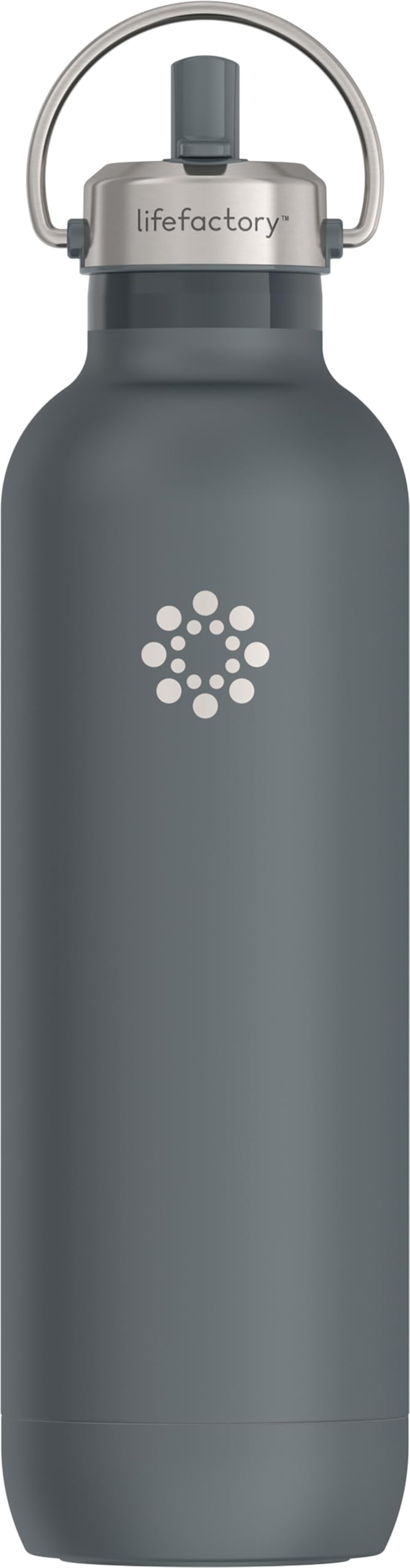 Lifefactory 32oz Stainless Steel Sports Bottle with Straw Cap, Carbon