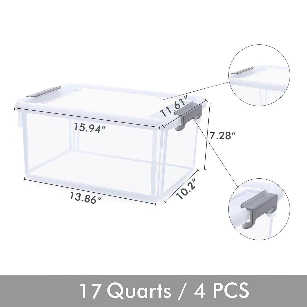 Citylife 17 Qt Plastic Storage Bins With Latching Lids Stackable Storage Containers For Organizing Large Clear Storage Box For G