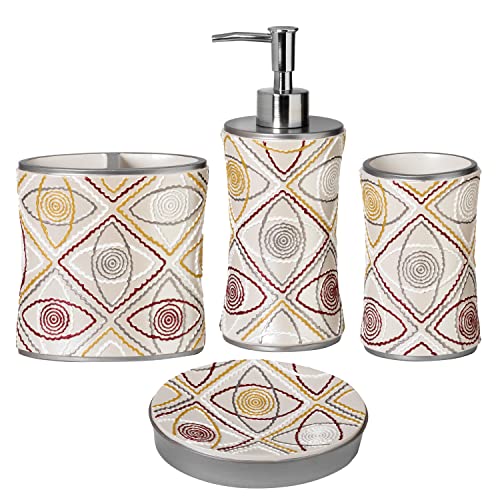 Zahari Home 4Pc Sedona Stylish Bathroom Accessories Set Shower Soap Dispenser, Tumbler, Tooth Brush Holder And Toothpaste Holder