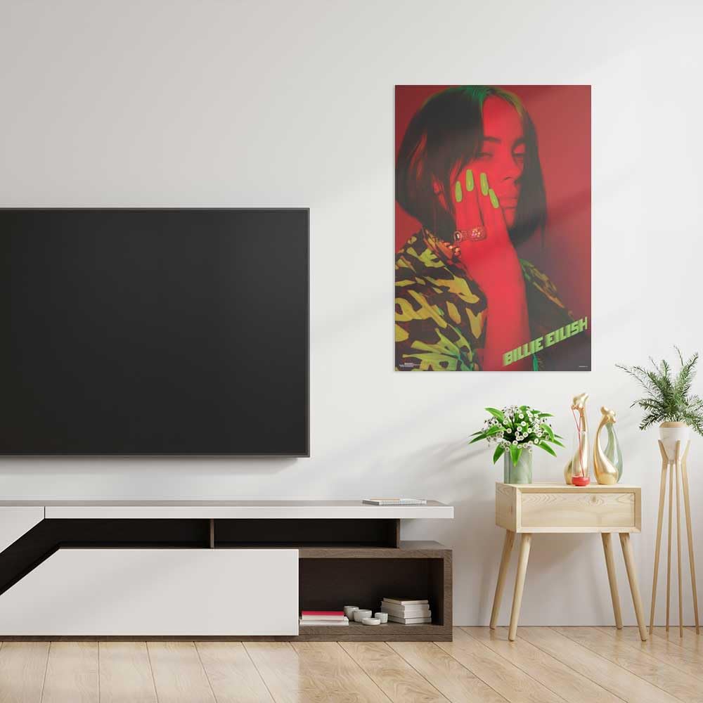 Scorpio Posters Billie Eilish - Red Poster - Officially Licensed - 24'' X 36''