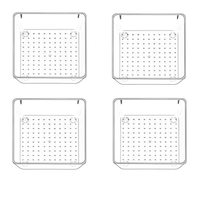 4 Pcs Transparent Drawer Organizer Set, Small Organizer Bins For Office, Bathroom, Kitchen Cabinet And Vanity Organizers For Jew