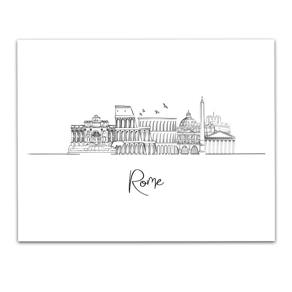 Rome, Italy Capital City Skyline Landscape - Europe Travel Adventures & Bucket List Vacation Cityscape Wall Art Decor - Unframed