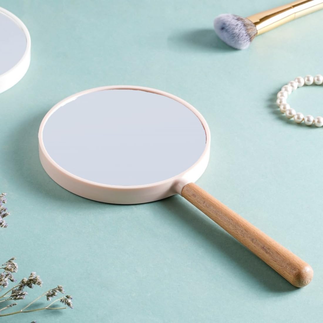 Nestasia Modern Two Sided Handheld Mirror | Lightweight, Portable And Crystal Clear Reflections For On-The-Go Makeup Touch-Ups |