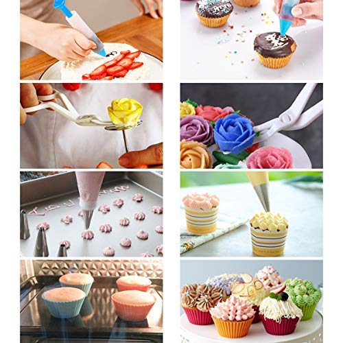 132 Pcs Cake Decorating Supplies Kit With Turntable,48 Pcs Numbered Icing Tips And 3 Pcs Russian Piping Nozzles,12 Pcs Cupcake M