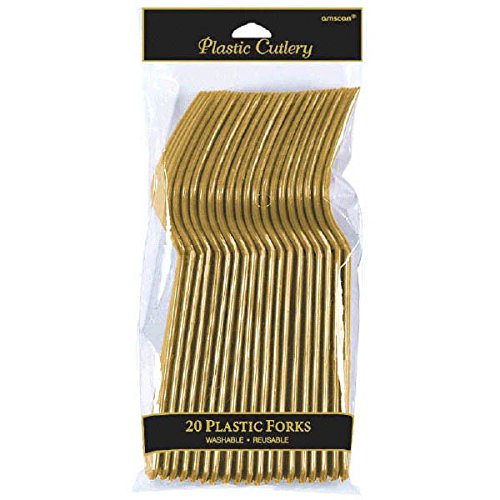 Elegant Gold Plastic Fork (Pack Of 20) - Eco-Friendly, Durable & Eye-Catching, Perfect For Parties & Events