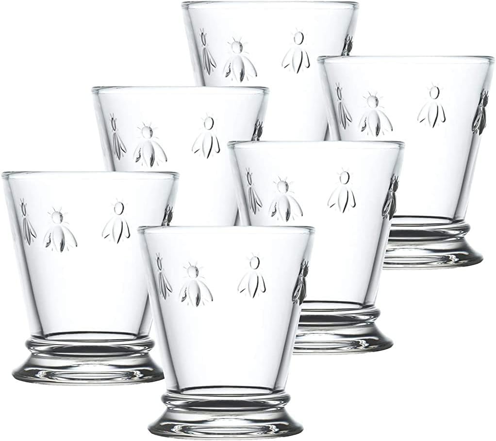 La Rochere Napoleon Bee Tumbler Set of 6  La Rochere Bee Glassware Sets  Fancy Glassware Drinking Glasses (9 oz)