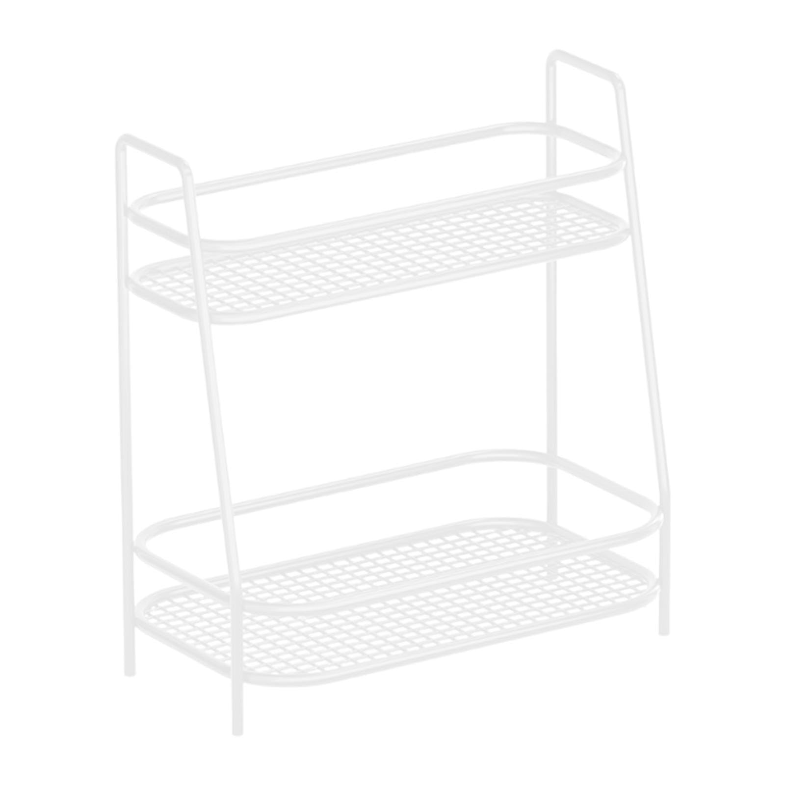 Trendivibe 2 Tier Spice Storage Rack Home Countertop Freestanding Kitchen Cabinet Shelf White