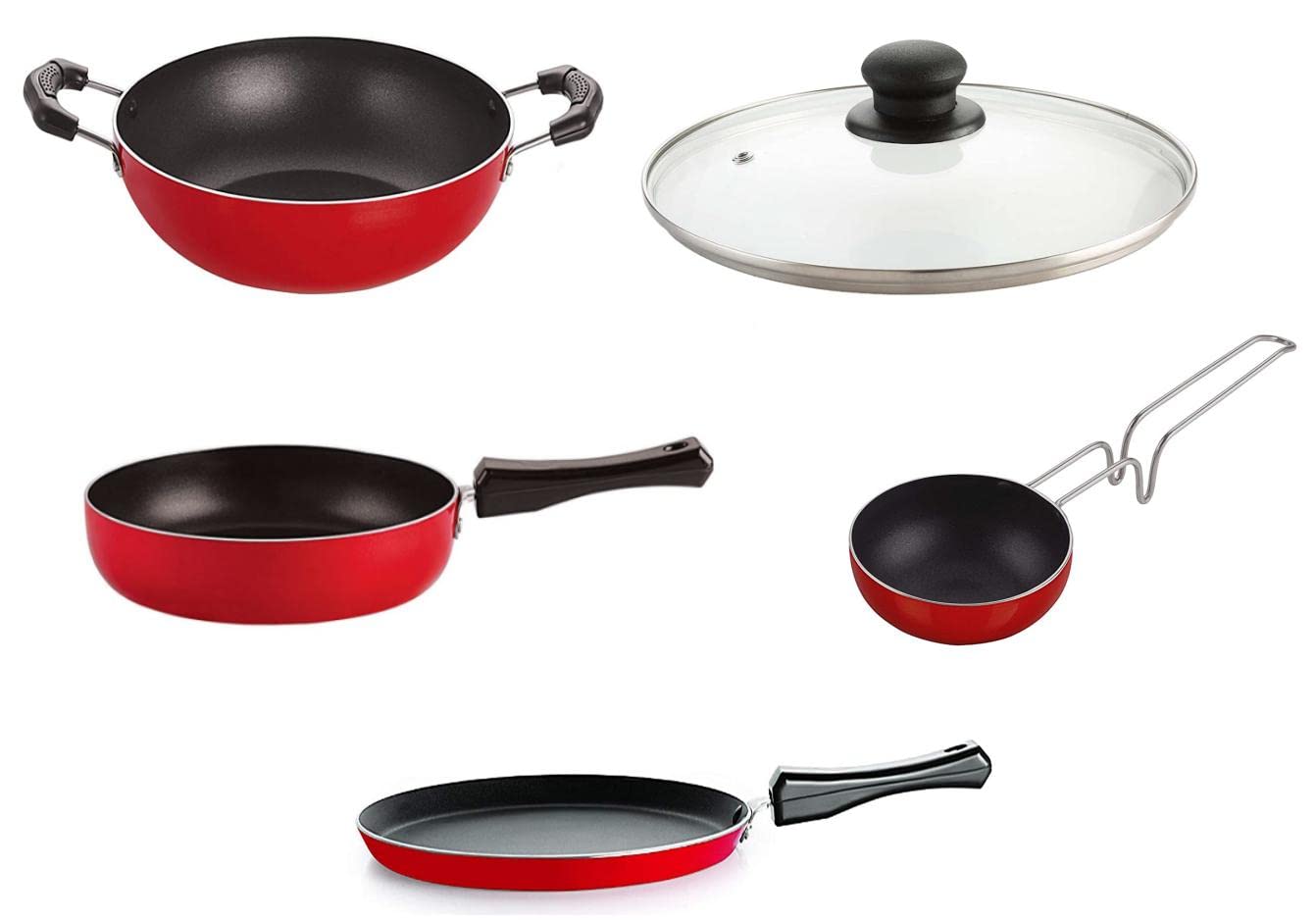 Nirlon NonStick Stain Resistance Kitchen Essential Cookware Set With Backlite Handle 5 Pieces 32Mm_Ft10_Kd12_Fp11_Vg_1Glid